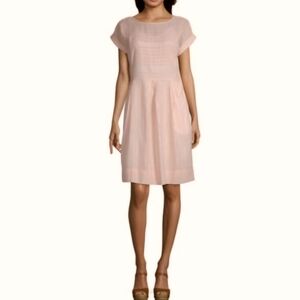 Peyton & Parker Short Sleeve Cotton Dress Pink Silver Stripes